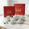 Bộ bình trà dáng bưởi men vân đá