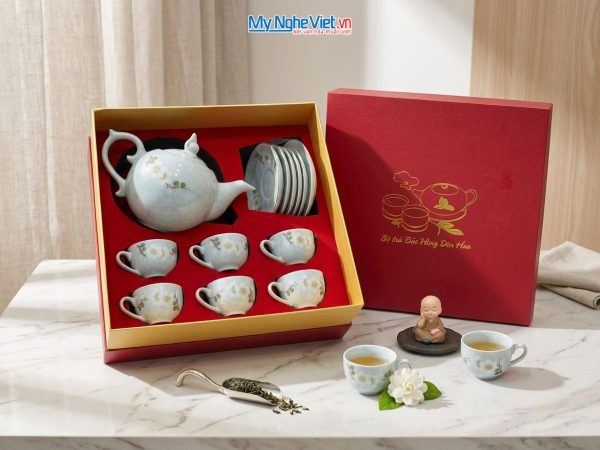 Bộ bình trà dáng bưởi men vân đá