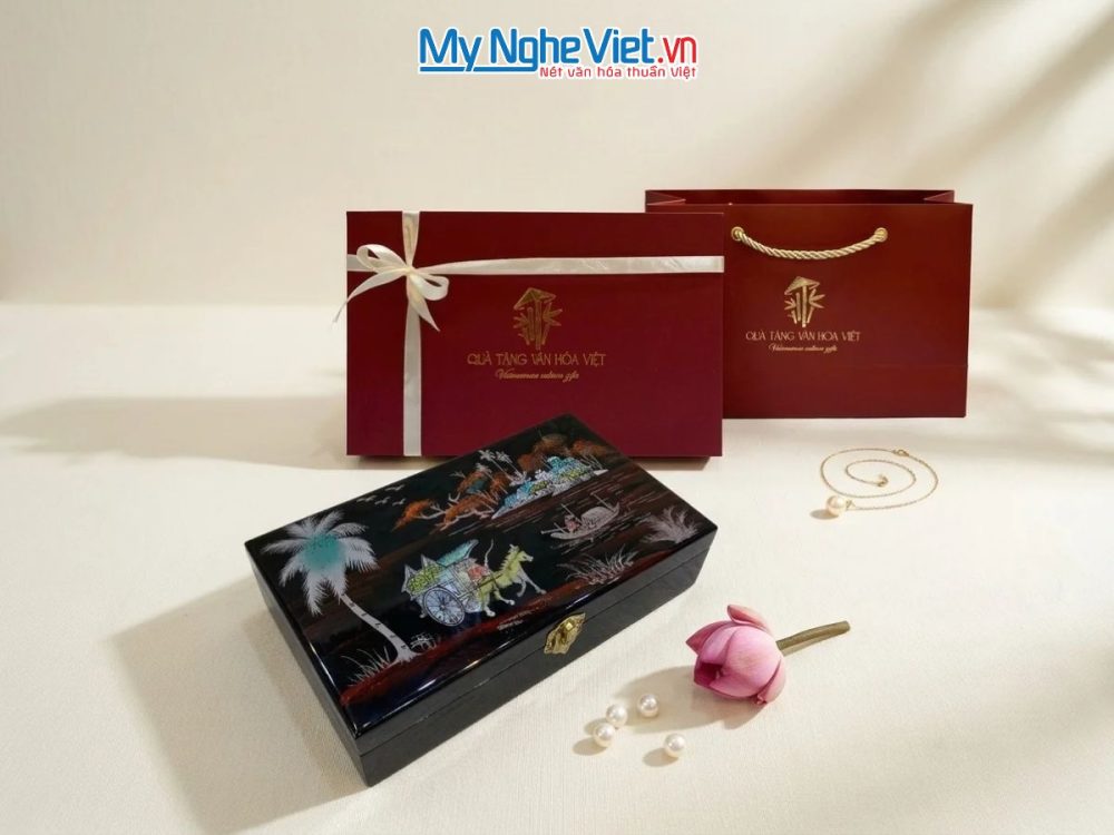 Hộp đựng trang sức sơn mài cẩn ốc cao cấp