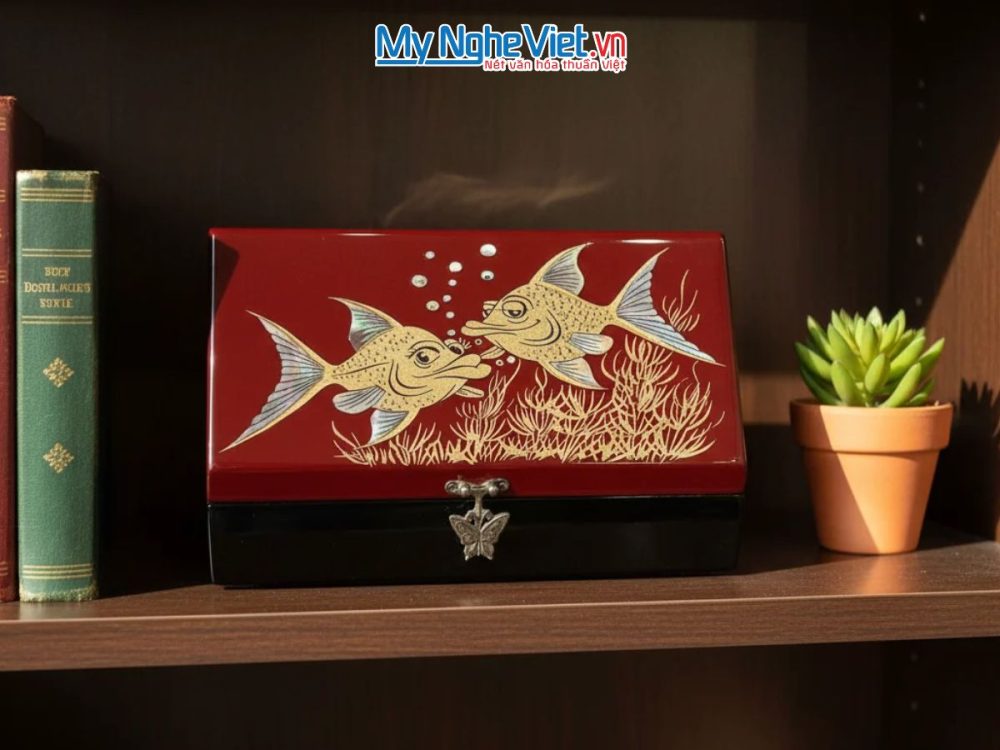 Hộp đựng trang sức sơn mài vẽ tay