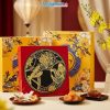Hộp Mứt Sơn Mài Vuông Họa Tiết Cá Sen Nền Đỏ
