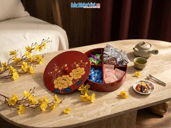 Hộp mứt tết sơn mài