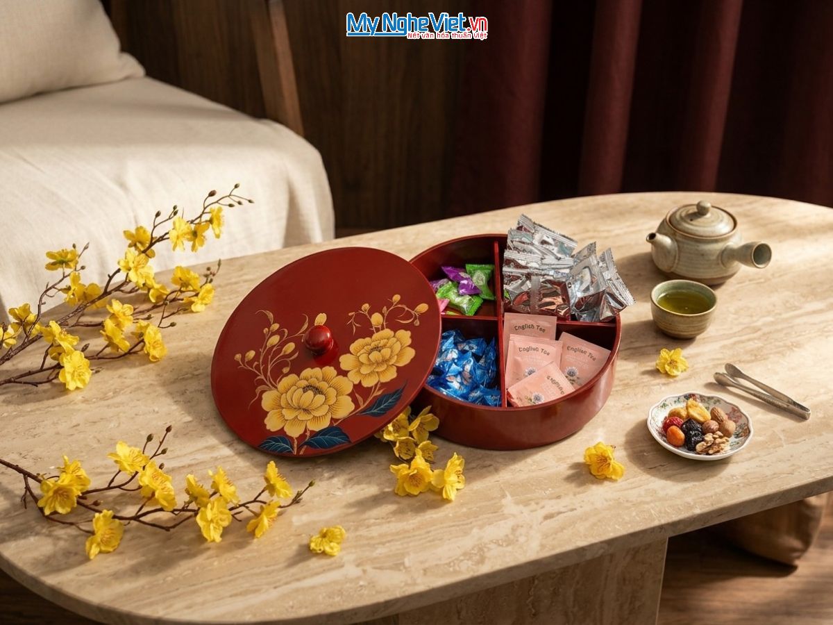 Hộp mứt tết sơn mài