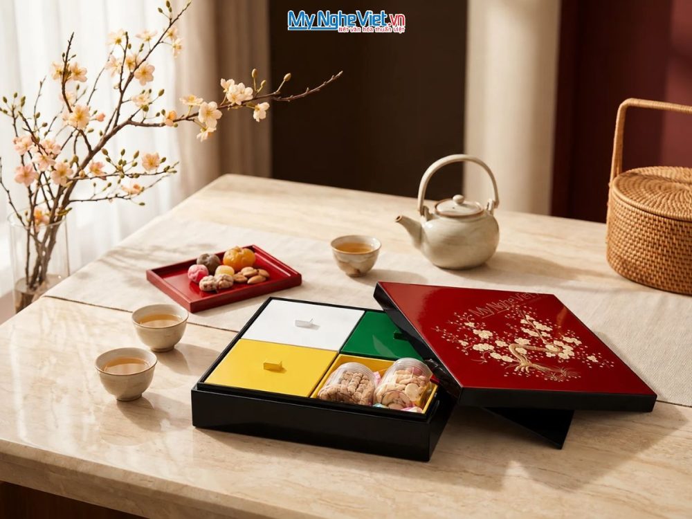 Hộp mứt tết sơn mài