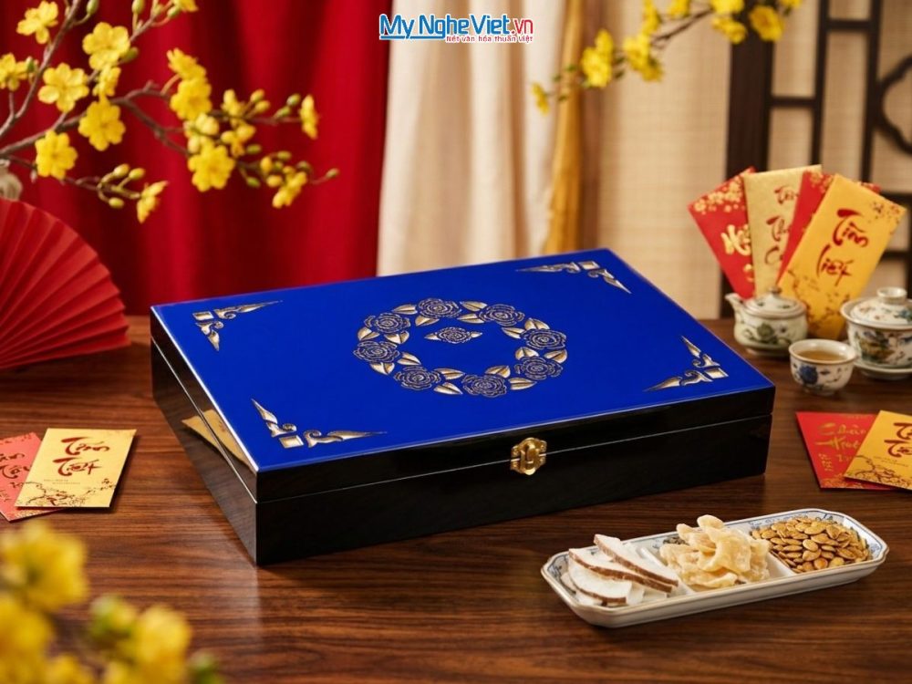 Hộp mứt tết sơn mài