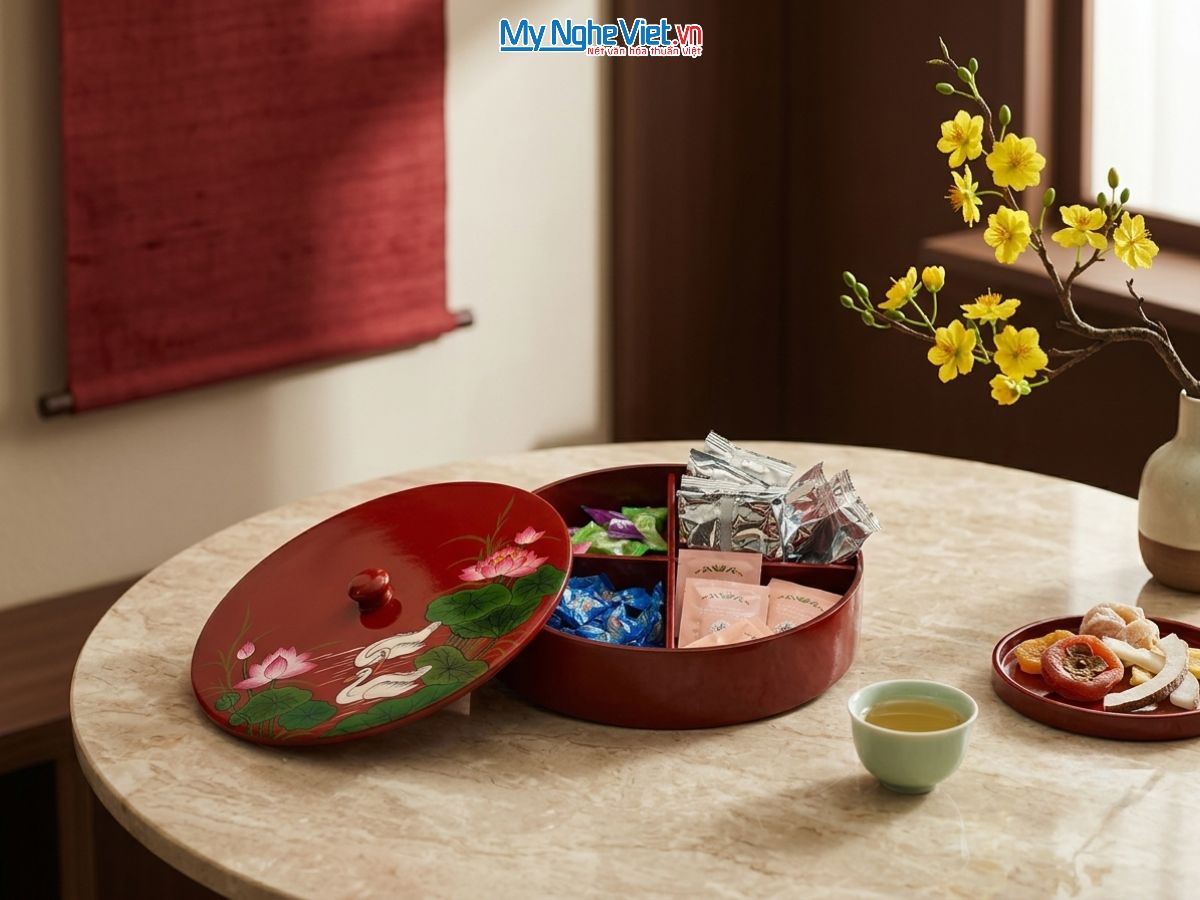 Hộp mứt tết sơn mài
