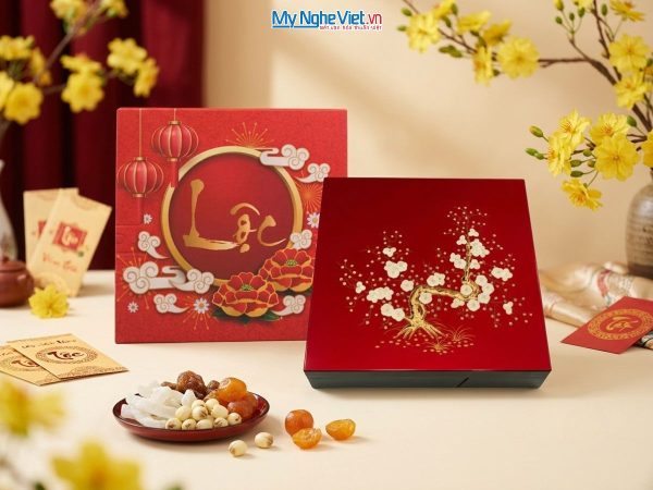 Hộp mứt tết sơn mài
