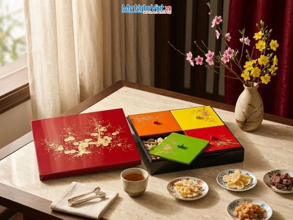 Hộp mứt tết sơn mài