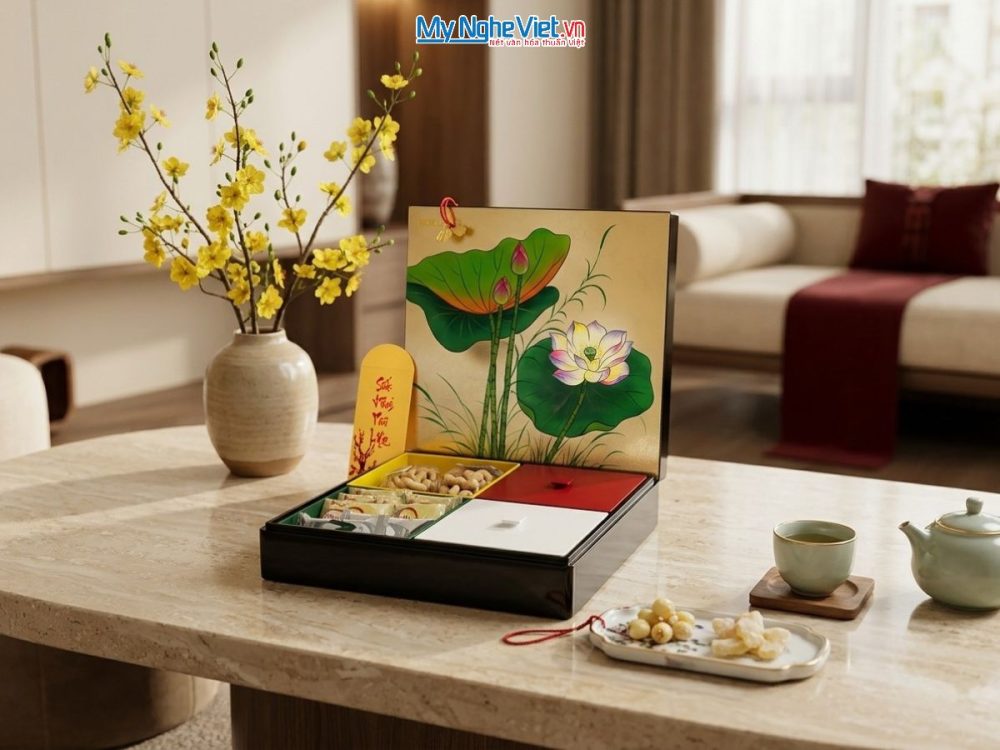 Hộp mứt tết sơn mài