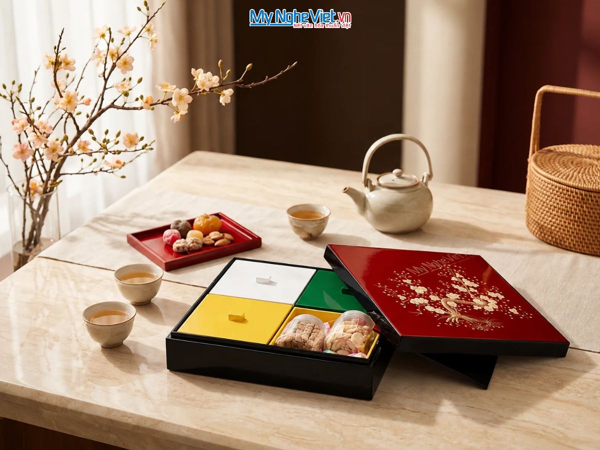 Hộp mứt tết sơn mài