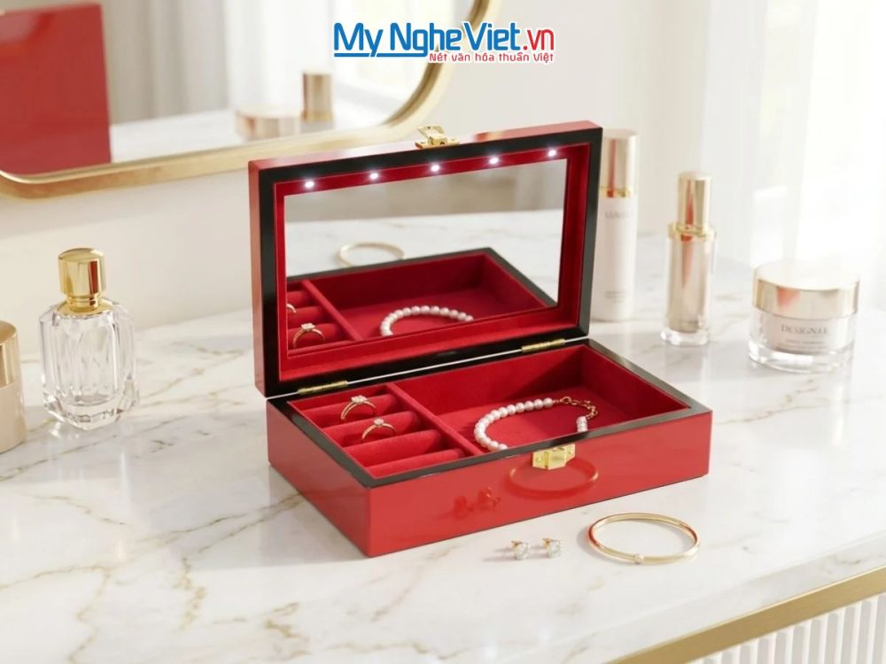Hộp trang sức sơn mài vẽ tay