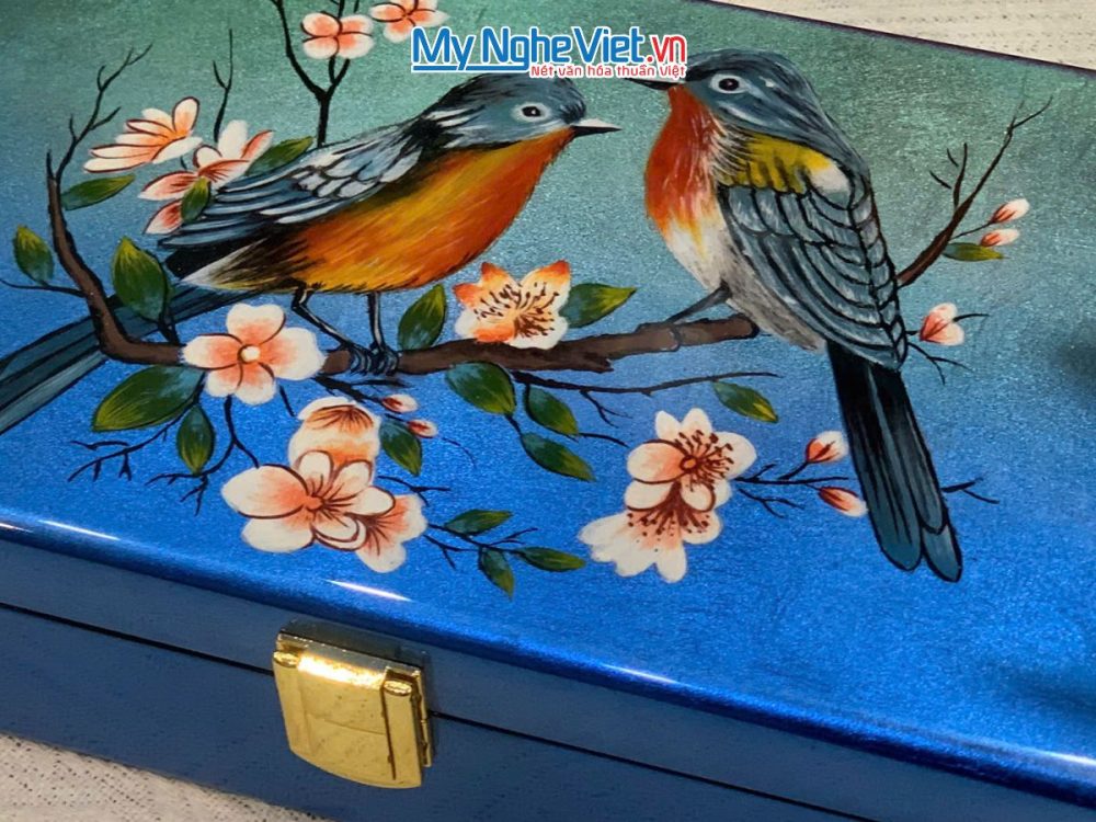 Hộp đựng trang sức sơn mài đắp nổi phù điêu cao cấp