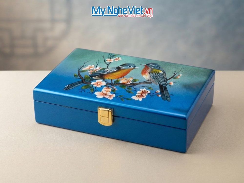 Hộp đựng trang sức sơn mài đắp nổi phù điêu cao cấp