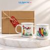 Set Quà Tặng 2 Ly Sứ Men Bóng Vẽ Cô Gái Áo Dài