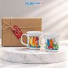 Set Quà Tặng 2 Ly Sứ Men Tấm Vẽ Cô Gái Áo Dài