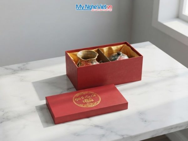 Set Quà Tặng Bình Hoa Và Hũ Mứt Gốm Bát Tràng Vẽ Hoa Hồng