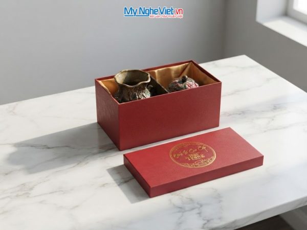 Set Quà Tặng Bình Hoa Và Hũ Mứt Gốm Bát Tràng Vẽ Hoa Hồng