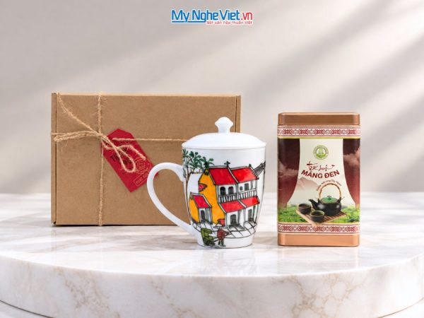 Set Quà Tặng Ly Sứ Phong Cảnh Việt Nam & Trà Olong Cao Cấp