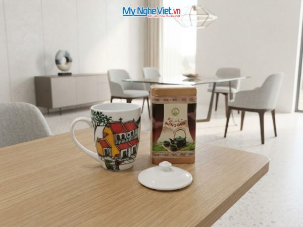 Set Quà Tặng Ly Sứ Phong Cảnh Việt Nam & Trà Olong Cao Cấp
