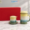 Set Quà Tặng Phin Cà Phê Và Ly Lọc Trà Gốm Màu Vàng