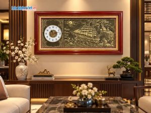 Tranh đồng hồ giả cổ Thuận Buồm Xuôi Gió 50x100 cm MNV-DD510 đúc đồng Đại Bái Mỹ Nghệ Việt