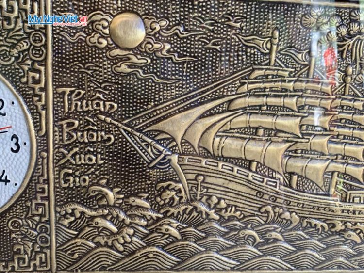 Tranh đồng hồ giả cổ Thuận Buồm Xuôi Gió 50x100 cm MNV-DD510 đúc đồng Đại Bái Mỹ Nghệ Việt