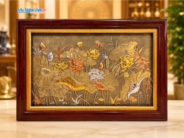 Tranh đồng giả cổ hoa sen 75x120cm TD75120 đúc đồng Đại Bái Mỹ Nghệ Việt