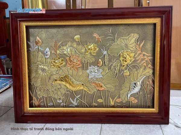 Tranh đồng giả cổ hoa sen 75x120cm TD75120 đúc đồng Đại Bái Mỹ Nghệ Việt