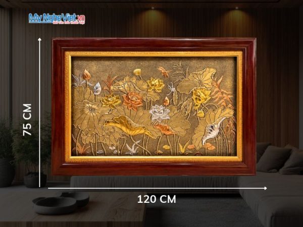Tranh đồng giả cổ hoa sen 75x120cm TD75120 đúc đồng Đại Bái Mỹ Nghệ Việt