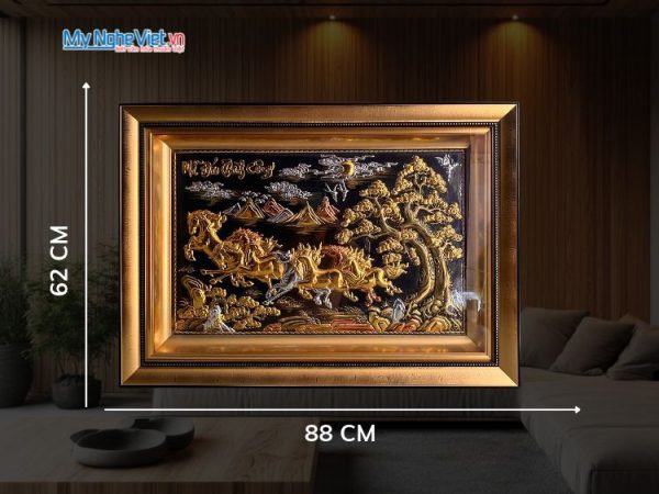 Tranh đồng Mã Đáo Thành Công nền đen 62x88cm HTD688.1 đúc đồng Đại Bái Mỹ Nghệ Việt
