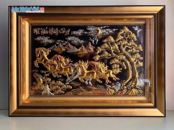 Tranh đồng Mã Đáo Thành Công nền đen 62x88cm HTD688.1 đúc đồng Đại Bái Mỹ Nghệ Việt