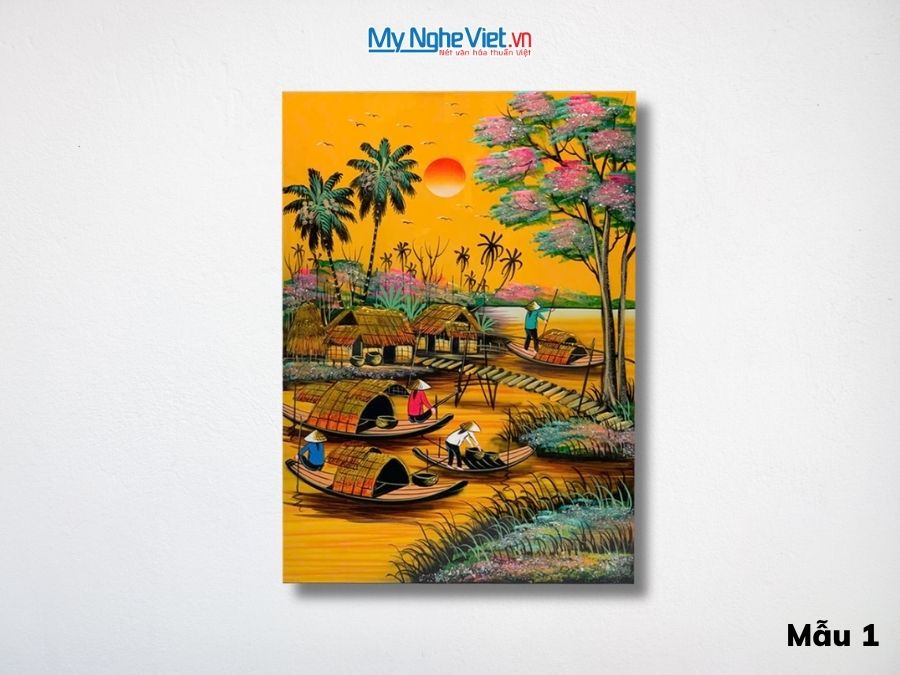 Tranh Sơn Mài Đồng Quê Màu