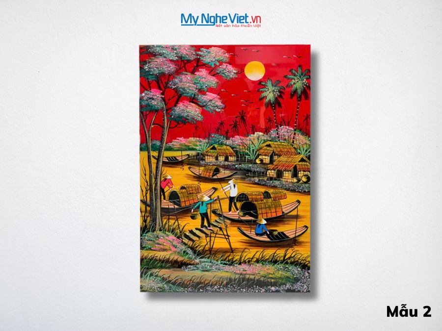 Tranh Sơn Mài Đồng Quê Màu