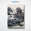 Tranh Sơn Mài Đồng Quê Trắng Đen
