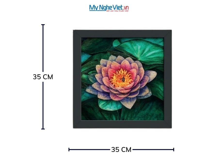 Tranh Sơn Mài Hoa Sen Hồng Cẩn Trứng