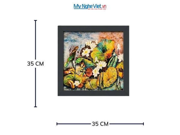 Tranh Sơn Mài Hoa Sen Đa Sắc Vẽ Tay