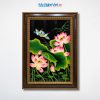 Tranh Sơn Mài Hoa Sen Đắp Nổi Nền Đen