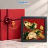 Tranh Sơn Mài Hoa Sen Vẽ Tay Nền Đỏ
