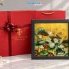 Tranh Sơn Mài Hoa Sen Dát Bạc Nền Vàng