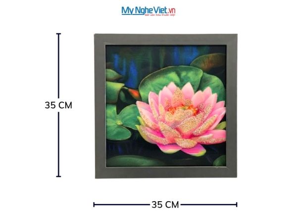 Tranh Sơn Mài Hoa Sen Hồng Cẩn Trứng