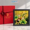 Tranh Sơn Mài Hoa Sen Dát Bạc Nền Vàng