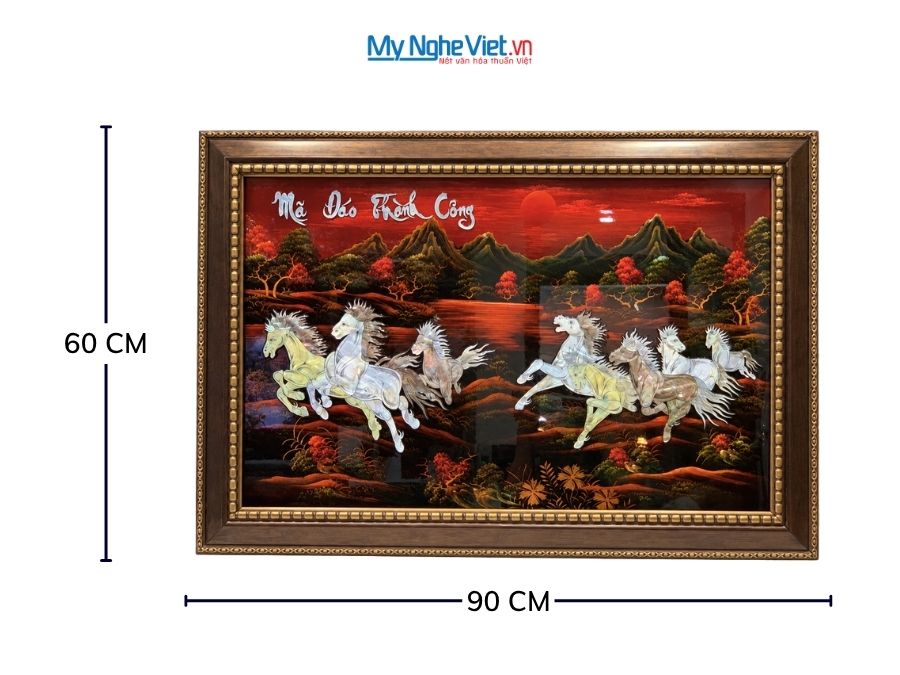 Tranh Sơn Mài Mã Đáo Thành Công Cẩn Ốc Nền Ấm