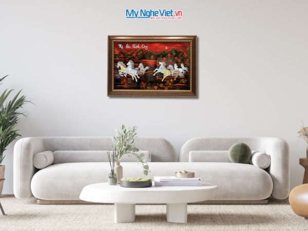 Tranh Sơn Mài Mã Đáo Thành Công Cẩn Ốc Nền Ấm