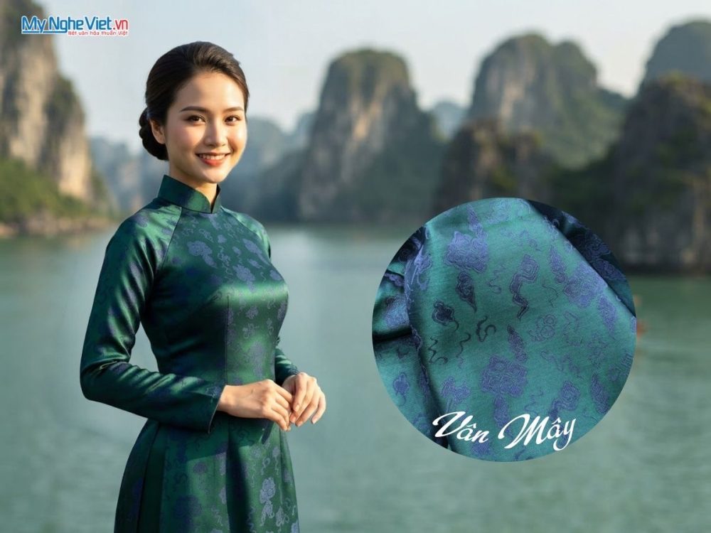 Vải Áo Lụa Vân Mây Màu Vàng 70% Tơ Tằm Khổ 90cm